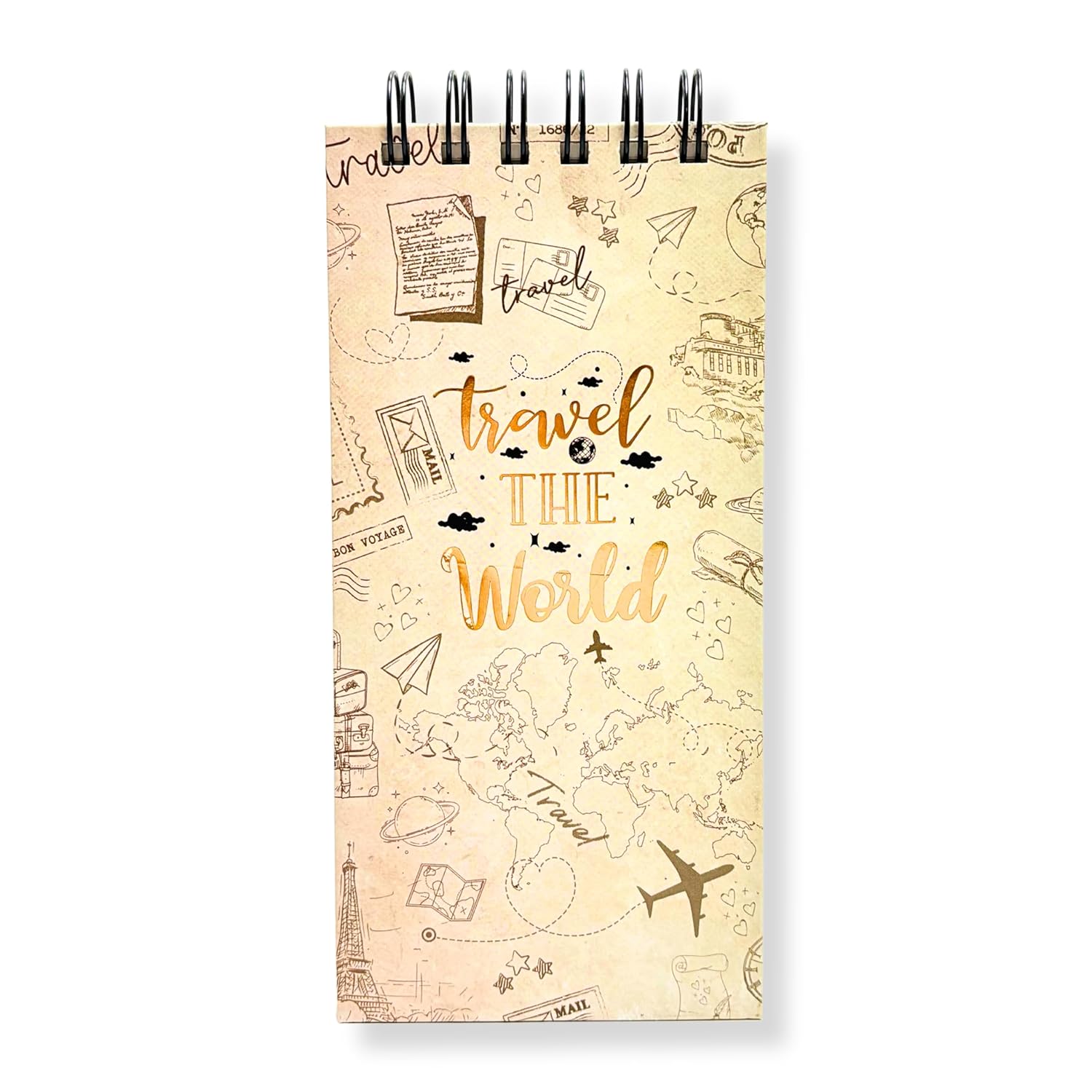 Vintage Travel-Themed To-Do List Notepad | Brown Map Design | Wirebound Planner for Notes, Checklists & Travel Plans | 50 Sheets | 264 Pages | 80 GSM | 9.2x19.8 cm Dailyalley