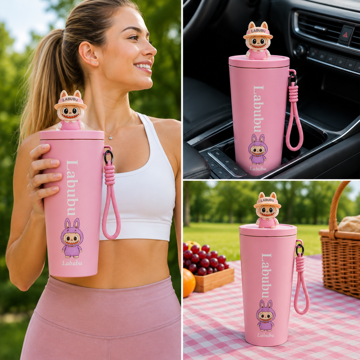 Stainless Steel Water Bottle (710ml) – Luxury & Stylish Tumbler, Leakproof, Portable & Reusable Sipper Bottle for School, College, Office, Gym & Travel (Pink Doll)