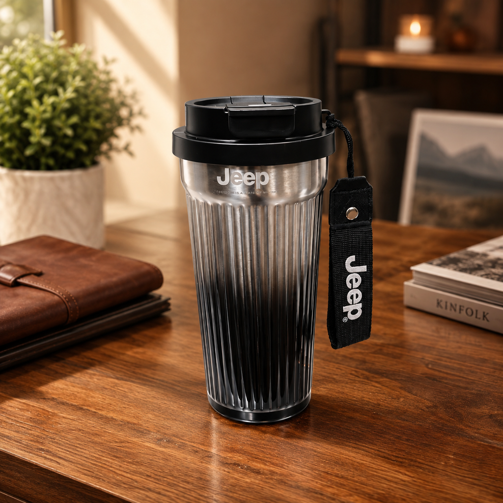Stainless Steel Insulated Travel Coffee Mug 550 ML, Double Wall Vacuum Thermo Cup, Leakproof Portable Tumbler with Dual Drinking System, Hot &amp; Cold Beverage Flask for Office (Black)
