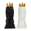 DailyAlley White & Black Lion King Statue Set of 2 (11 Inch) – Premium Polyresin Royal Lion Showpiece with Gold Crown | Modern Home Decor, Office Desk Decoration & Luxury Gifting Dailyalley