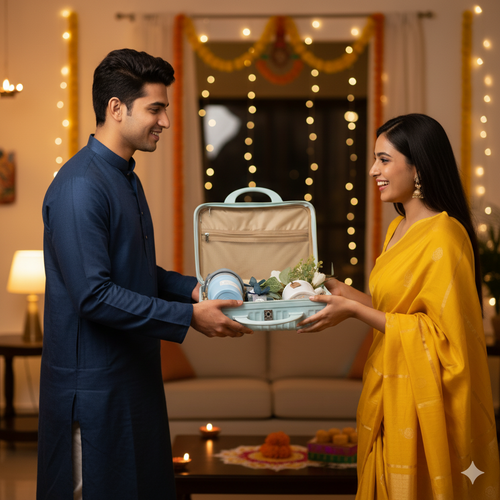 Curated Gift Hamper: A thoughtful gift set with a tumbler, ceramic mug, chocolates, and faux florals for any occasion. Dailyalley