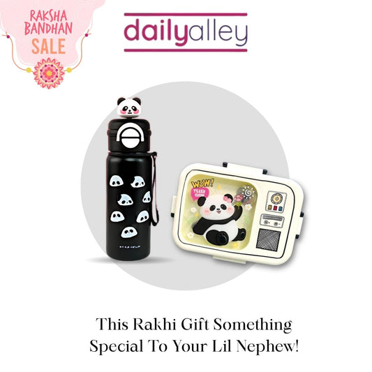 DailyAlley Rakhi Gift Combo for Kids | 550ml Water Bottle with Temperature Display + Lunch | Ideal Gift for Boys & Girls