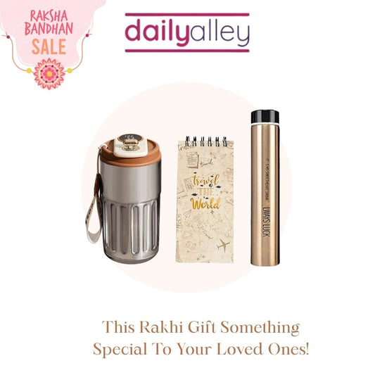 DailyAlley Raksha Bandhan Gift Set for Sister – Insulated Bottle, Panda Lunch Box, to-Do List Diary & Cutlery Set – Cute Rakhi Gift Combo for Girls, School & Office Use