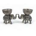 Luxury Silver Elephant Figurine Set: Intricate Metal Home Decor Accent, Good Luck Gift, Tealight Candle Holder Dailyalley