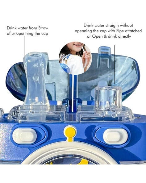 Kids Water Bottle with Straw 1000ml, Leakproof Tritan Sipper, Backpack Style with Adjustable Strap, BPA Free, Easy Clean Portable School Bottle