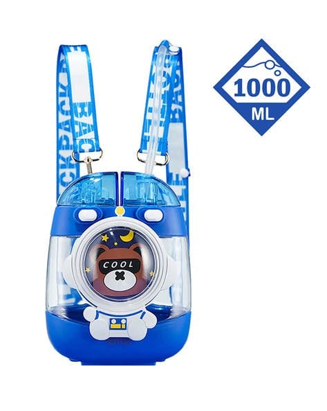 Kids Water Bottle with Straw 1000ml, Leakproof Tritan Sipper, Backpack Style with Adjustable Strap, BPA Free, Easy Clean Portable School Bottle