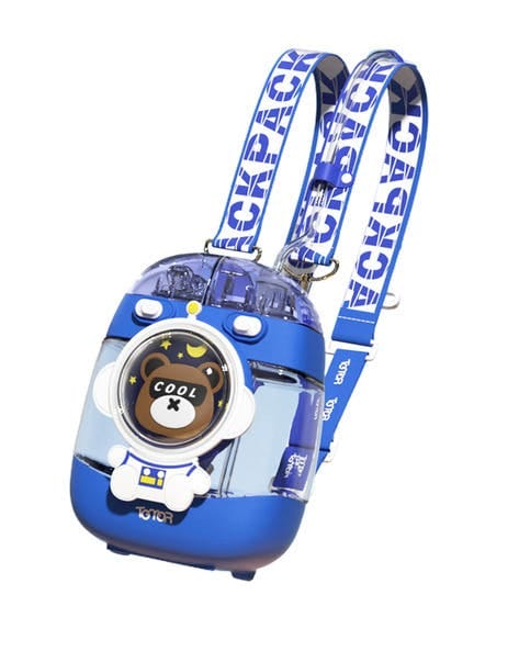 Kids Water Bottle with Straw 1000ml, Leakproof Tritan Sipper, Backpack Style with Adjustable Strap, BPA Free, Easy Clean Portable School Bottle