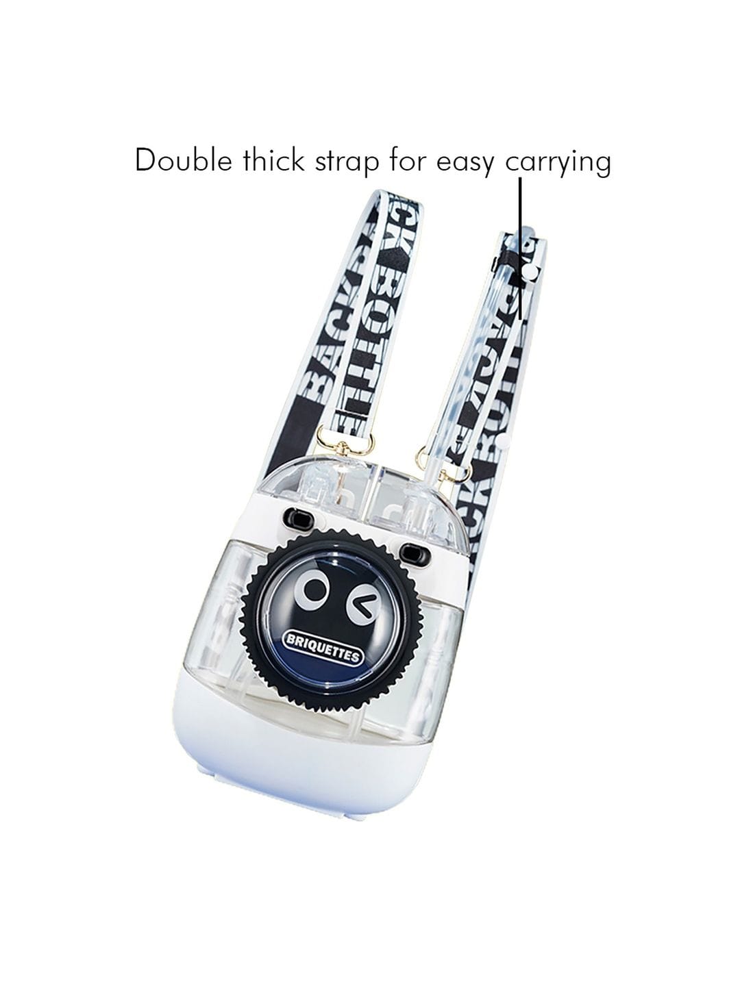 Kids Water Bottle with Straw 1000ml, Leakproof Tritan Sipper, Backpack Style with Adjustable Strap, BPA Free, Easy Clean Portable School Bottle (White)