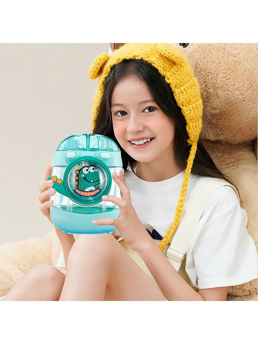 Kids Water Bottle with Straw 1000ml, Leakproof Tritan Sipper, Backpack Style with Adjustable Strap, BPA Free, Easy Clean Portable School Bottle (Green)