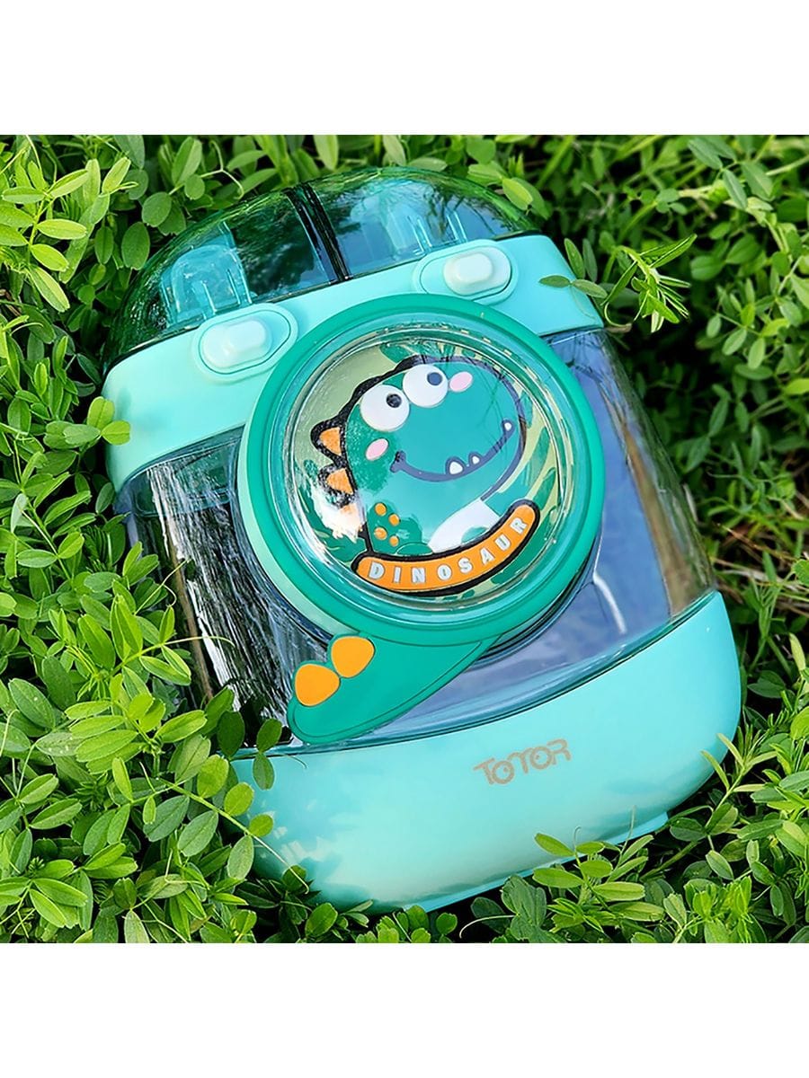 Kids Water Bottle with Straw 1000ml, Leakproof Tritan Sipper, Backpack Style with Adjustable Strap, BPA Free, Easy Clean Portable School Bottle (Green)