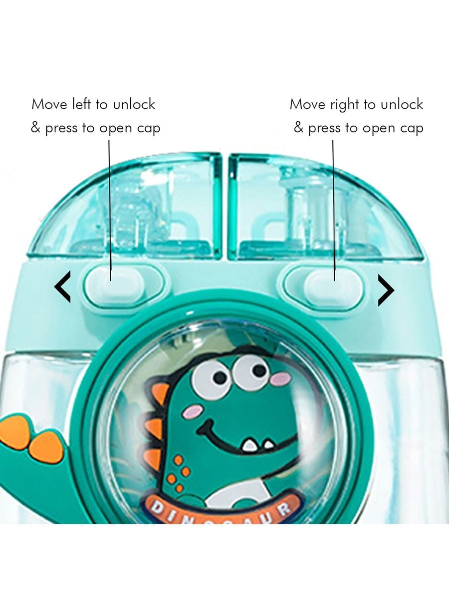 Kids Water Bottle with Straw 1000ml, Leakproof Tritan Sipper, Backpack Style with Adjustable Strap, BPA Free, Easy Clean Portable School Bottle (Green)