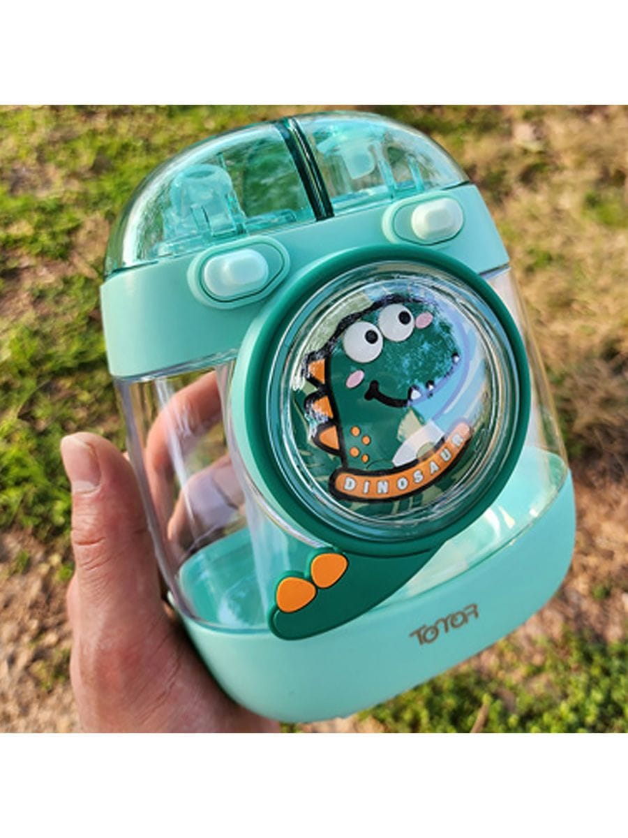 Kids Water Bottle with Straw 1000ml, Leakproof Tritan Sipper, Backpack Style with Adjustable Strap, BPA Free, Easy Clean Portable School Bottle (Green)