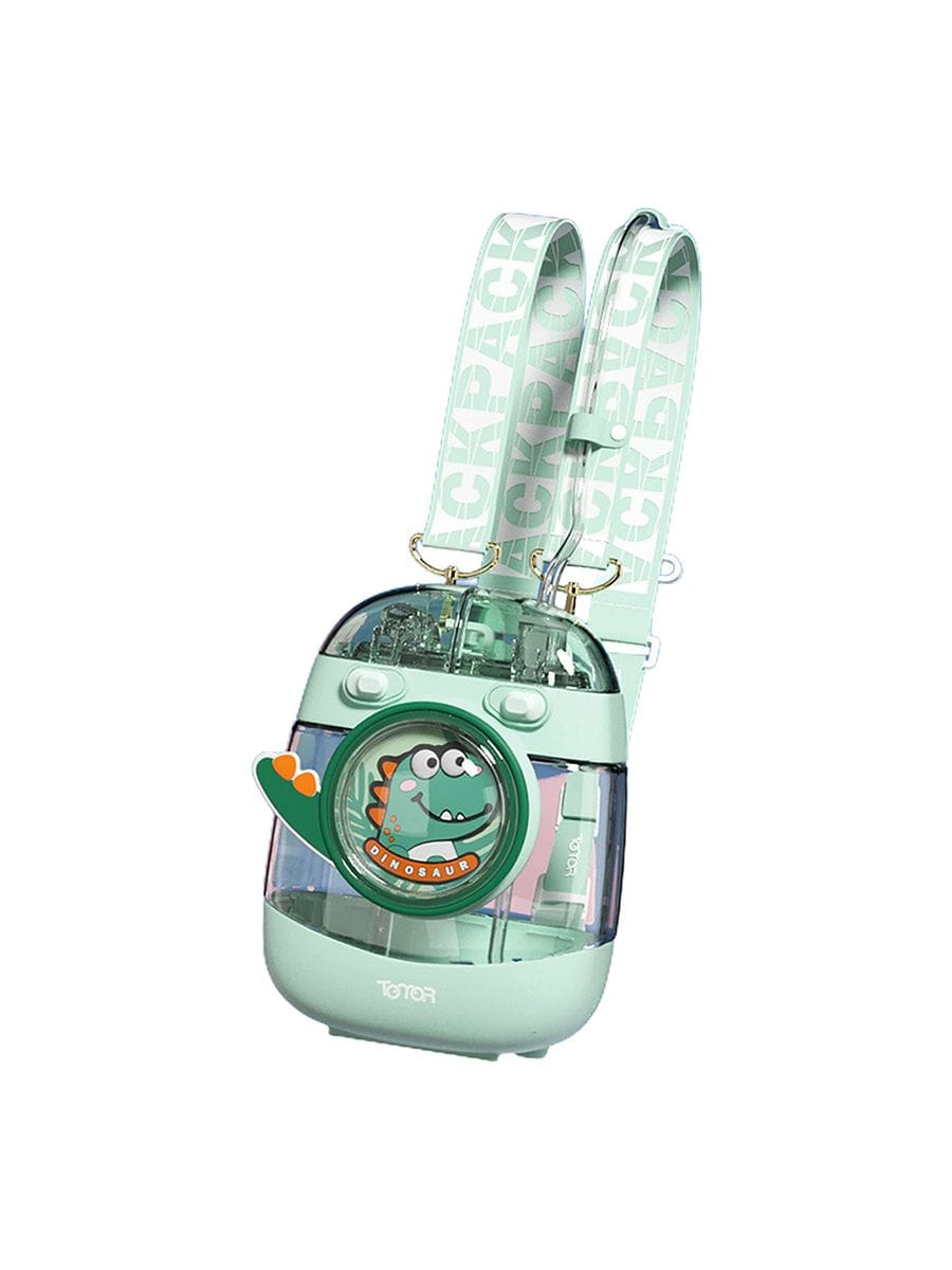 Kids Water Bottle with Straw 1000ml, Leakproof Tritan Sipper, Backpack Style with Adjustable Strap, BPA Free, Easy Clean Portable School Bottle (Green)