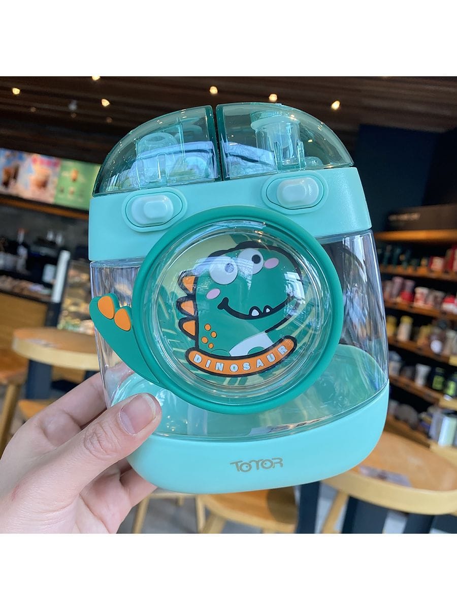 Kids Water Bottle with Straw 1000ml, Leakproof Tritan Sipper, Backpack Style with Adjustable Strap, BPA Free, Easy Clean Portable School Bottle (Green)