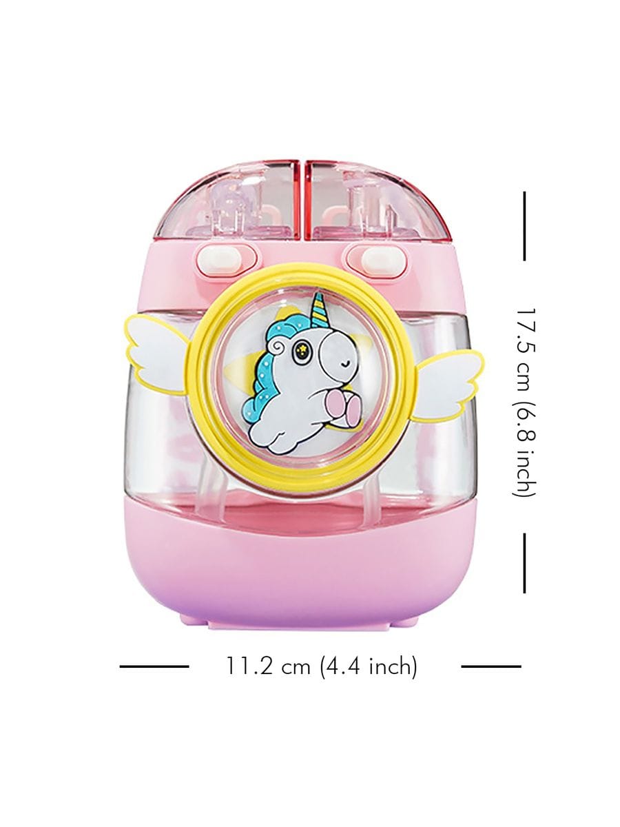 Kids Water Bottle with Straw 1000ml, Leakproof Tritan Sipper, Backpack Style with Adjustable Strap, BPA Free, Easy Clean Portable School Bottle (Pink)