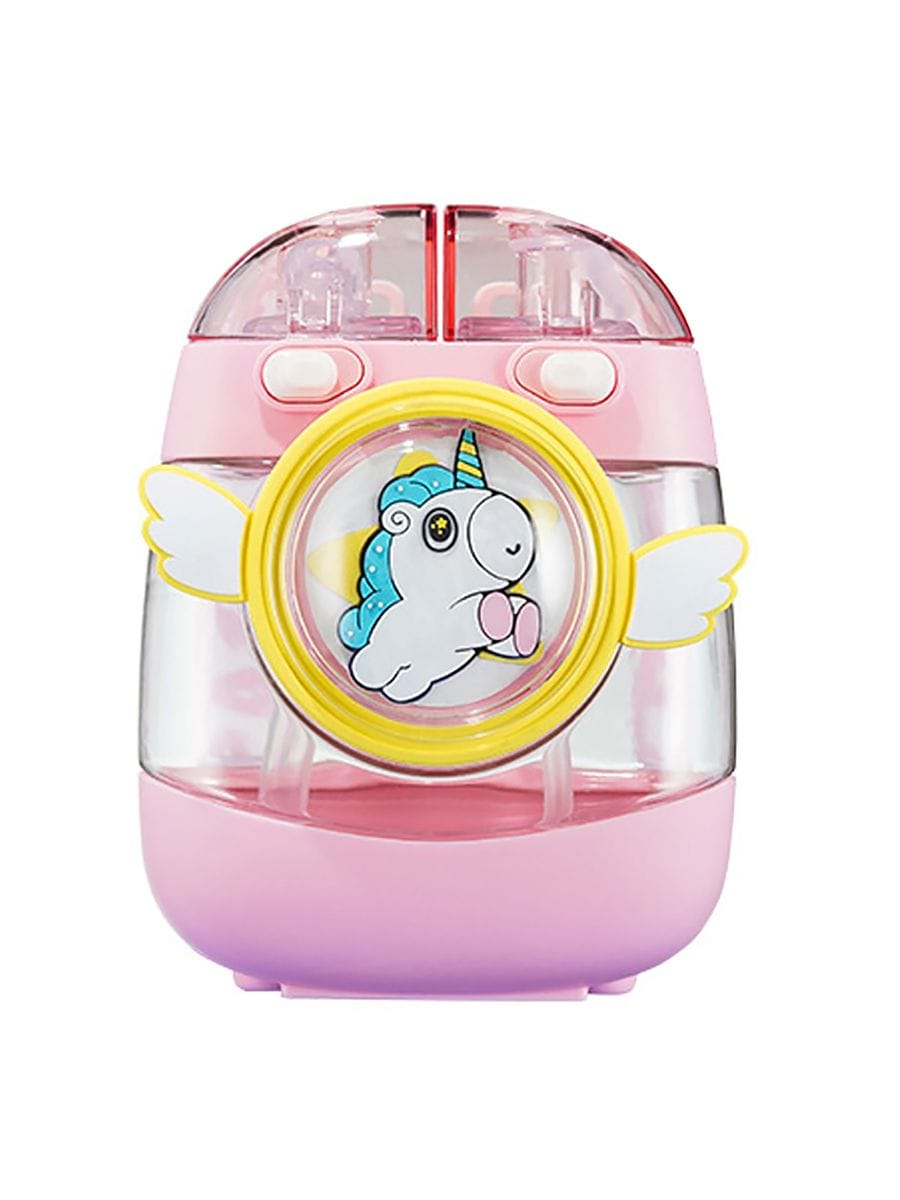 Kids Water Bottle with Straw 1000ml, Leakproof Tritan Sipper, Backpack Style with Adjustable Strap, BPA Free, Easy Clean Portable School Bottle (Pink)