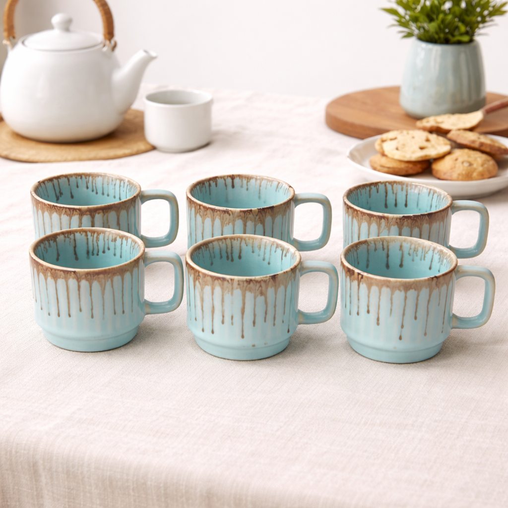 Ceramic Cup Blue Set Of 6