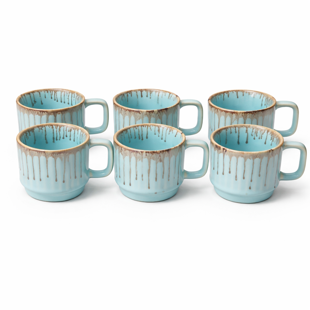 Ceramic Cup Blue Set Of 6
